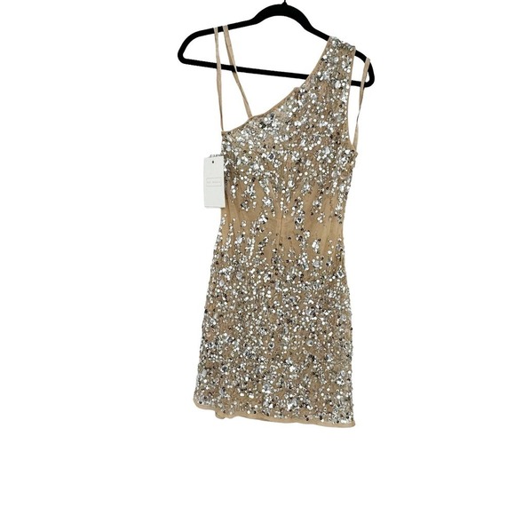 Mac Duggal 10977 Beaded Sheer Waist Cocktail Dress Sleeveless Nude Size 4 NWT - Picture 12 of 13